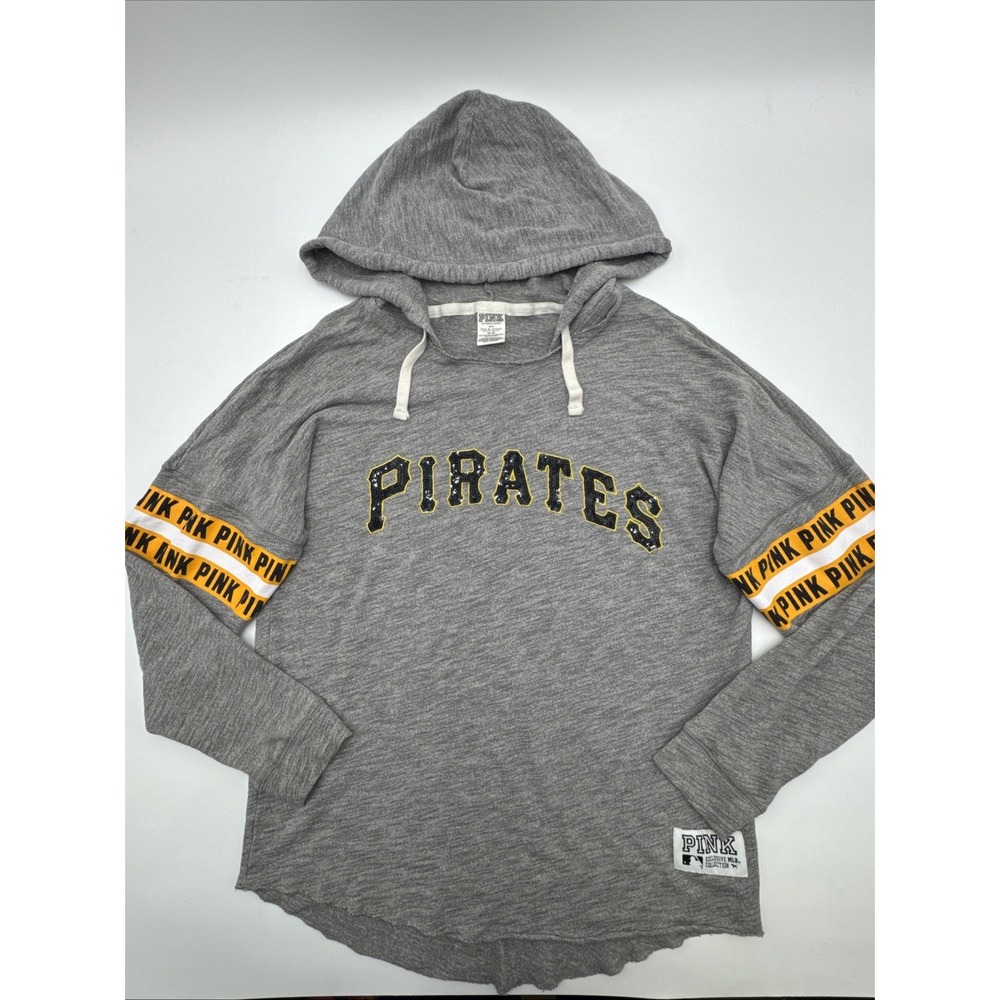 MLB Pirates Pittsburgh Victoria's Secret PINK Sequin Sparkle M Hoodie Pullover